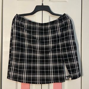 SHEIN Slit Hem Plaid Skirt